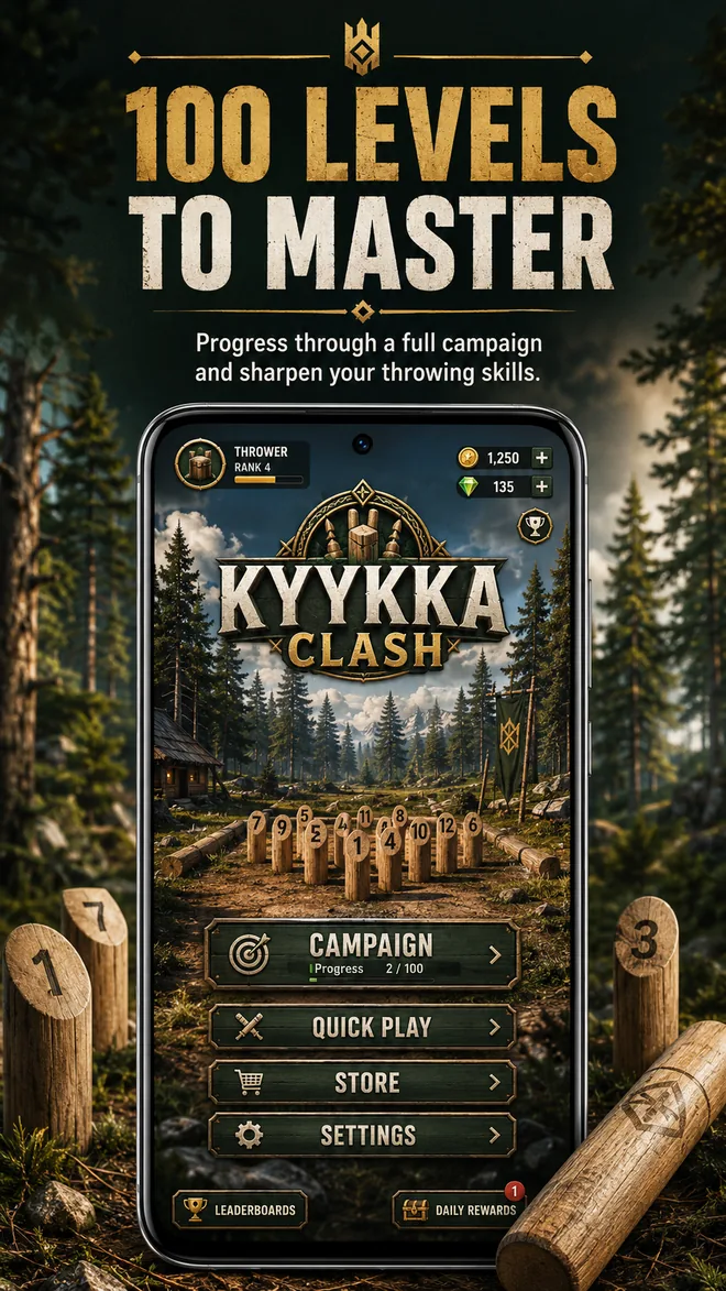 Kyykka Clash campaign with 100 levels