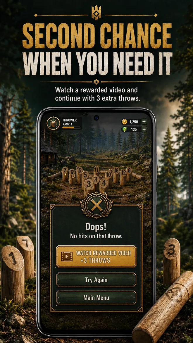 Optional rewarded video second chance