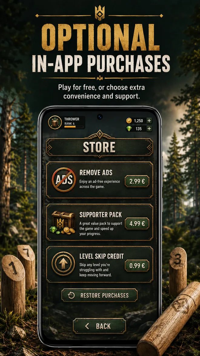 Optional in-app purchases screen