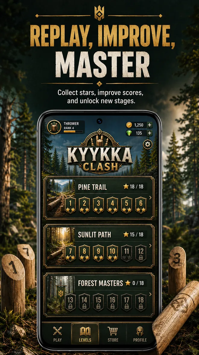 Level progression and replay screen